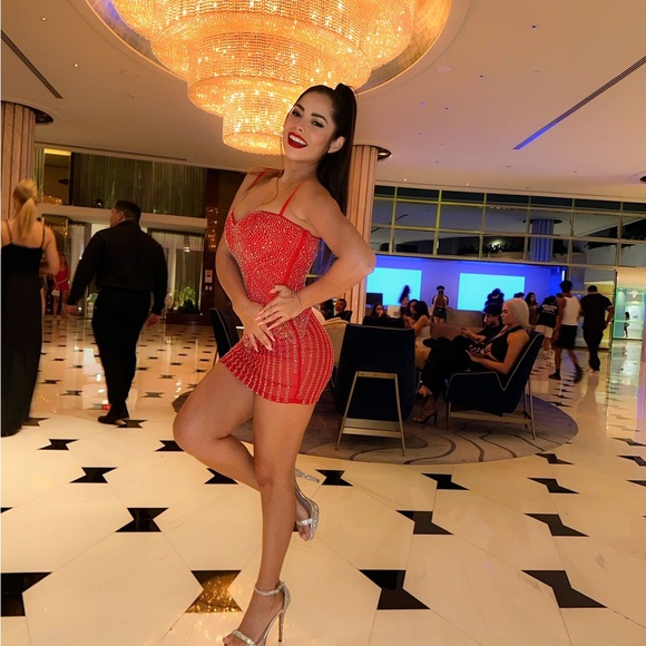 Red Luxe Bodycon Dress - Picture 9 of 10